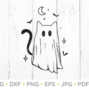 Ghost cat SVG, Cat SVG, Ghost SVG, Ghost Silhouette, Ghost cat Vector, Halloween Svg, Halloween Clipart