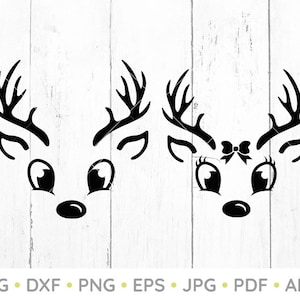 Renna faccia SVG, renna di Natale in formato SVG, vacanza in formato SVG, renna faccia Natale in formato SVG, Natale in formato SVG, tagliare file, Silhouette, Png