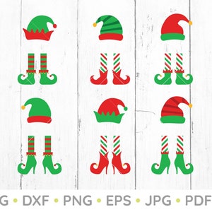 Elf Stockings Svg, Elf Hats Svg, Elf Shoes Svg, Bundle Pack, Christmas Svg, Holiday Svg, Holiday Clipart, Digital Download, Svg, Png