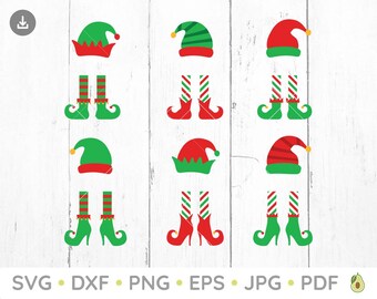 Elf Stockings Svg, Elf Hats Svg, Elf Shoes Svg, Bundle Pack, Christmas Svg, Holiday Svg, Holiday Clipart, Digital Download, Svg, Png