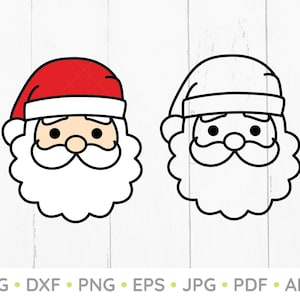 Santa Face Svg, Santa Svg, Digitale Download, Santa Face Clip Art, Santa Cut File, Cricut Glowforge, Kerstmis Svg