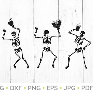 Skeleton Dance SVG, Teacher SVG, School SVG, Skeletons Svg, Halloween Svg, Skeleton Dance Clipart, Skeleton cut files, dxf files, cricut