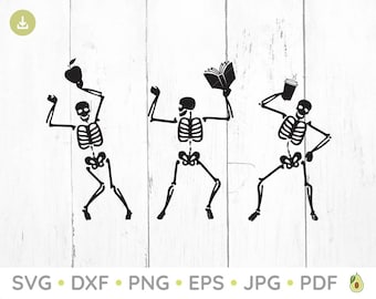 Skeleton Dance SVG, Teacher SVG, School SVG, Skeletons Svg, Halloween Svg, Skeleton Dance Clipart, Skeleton cut files, dxf files, cricut
