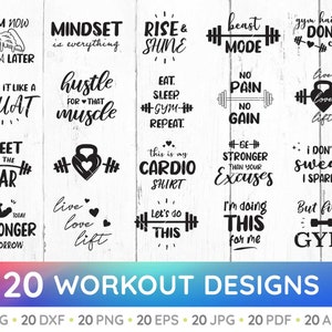 Workout bundle svg, Gym Quotes Svg, Fitness Svg, Gym Motivation Svg, Workout Shirt, Cut Files, Cricut, Silhouette, pdf, png, dxf, ai, eps