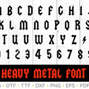 Fuente Heavy Metal, Fuente Hard Rock, Fuente Svg, Fuente ACDC, Descarga Digital, SVG