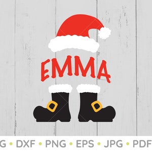 Santa Monogram, Santa Claus Hat Svg, Holiday Clipart, Stocking Cap, Black Boots, Gold Buckles, Christmas svg, Digital Download, PNG, SVG