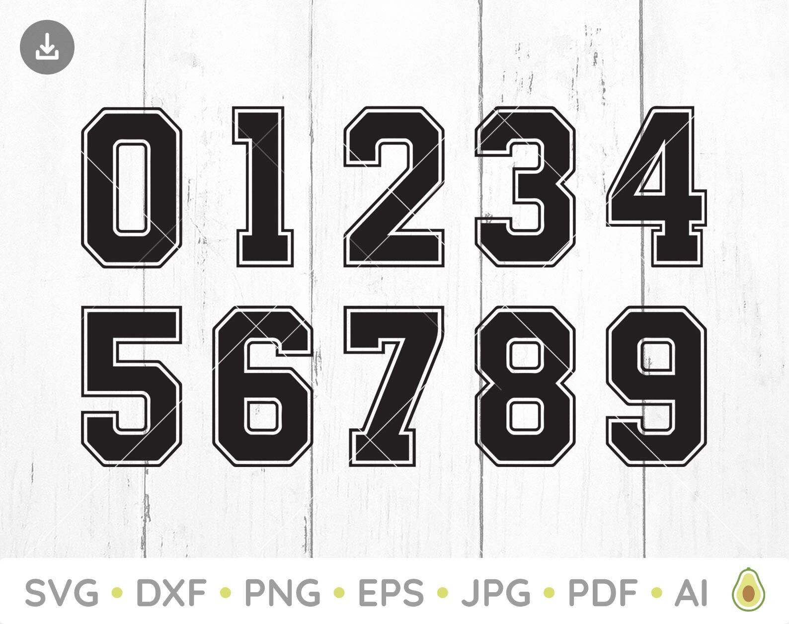 Jersey Numbers Svg Sports Svg Sports Clipart Jersey Numbers Etsy