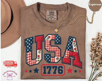 USA 1776 Patriotic Shirt, America Anniversary Tee, Fourth of July Comfort Colors Shirt, Vintage USA Graphic Tee