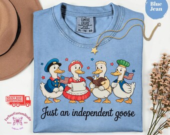 Funny Independent Goose Shirt, Patriotic Duck Tee, 4th Of July Comfort Colors Shirt, Cute Americana Graphic Tee, USA Freedom Shirt