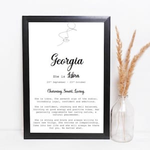 Personalised Zodiac Print | Customised Libra Zodiac Print | Astrology Print | Zodiac Printable | Zodiac Wall Decor | Digital Download