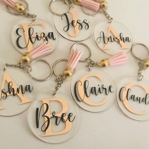 Personalised Keyring | Personalised Initial Tassel Name Keychain | Personalised Acrylic Keyring | Keychain | Custom Keyring | Bridesmaid