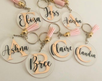 Personalised Keyring | Personalised Initial Tassel Name Keychain | Personalised Acrylic Keyring | Keychain | Custom Keyring | Bridesmaid