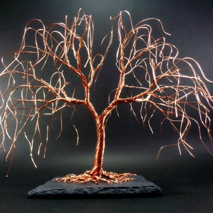 Copper Weeping Willow Wire Tree Sculpture, Metal Tree of Life Sculpture, Wire Sculpture Art, Best Friend Gift, Room Shelf Mantel Decor