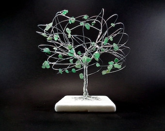 Aventurine Crystal Tree,  Tree of Life, Aries Birthstone, Yoga Wedding Gift, Feng Shui Bonsai Gift, Meditation Home Decor