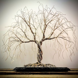 Wire Tree Sculpture, Anniversary Gift, Tree of Life Metal Sculpture, New Home Gift for Couple, Offive Shelf Home Decor, Wire Art