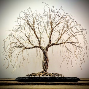 Wire Tree Sculpture, Anniversary Gift, Tree of Life Metal Sculpture, New Home Gift for Couple, Offive Shelf Home Decor, Wire Art