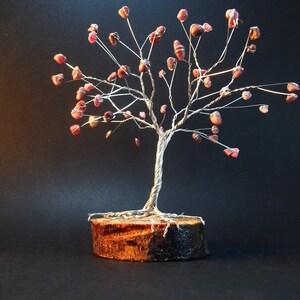 Rhodonite Wire Tree Sculpture, Wire Bonsai Gemstone Tree, Gemstone Home Decor, Meditation Gift For Girlfriend, Spiritual Gift For Mom, Art