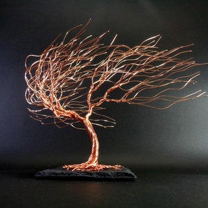 Copper Windswept Weeping Willow Wire Tree Sculpture, Metal Tree of Life, Wire Sculpture Art, Best Friend Gift, Room Shelf Mantel Decor