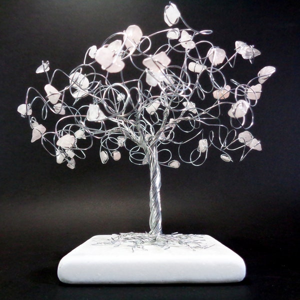 Rose Quartz Wedding Cake Topper, Tree of Life Cake Topper, mindfulness Spiritual Gift, Scorpio Gemstone Tree, Room Decor, Bonsai