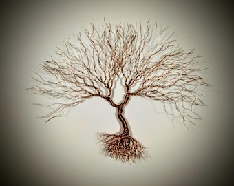 Copper Wire Tree Wall Décor, 7 year Wedding Anniversary Gift, Roommate Gift, New Home Meditation Décor, Wire Tree Ornament