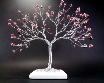 Arbre de pierres précieuses en rhodonite, Feng Shui, sculpture d'arbre en métal, décorations Feng Shui pour nouvelle maison, cadeau yoga pierres précieuses, décoration de cheminée