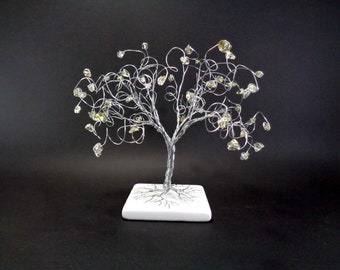 Wire Tree Sculpture, Tree of Life,Lemon Quartz Wire Tree Sculpture, Wire Gesmstone Bonsai, Spiritual Gift for Mom, Boho Shelf Decor