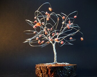 Albero di filo di rodonite, albero della vita, albero di pietre preziose, feng shui, cristalli curativi, chakra del cuore, regalo per lei, albero della vita, bonsai di filo
