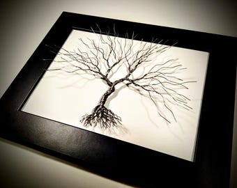 Metal Tree of Life Wall Art, Contemporary Framed Art, Personalized Gift