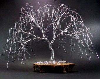 Weeping Willow Wire Tree Sculpture, Metal Tree of Life Sculpture, Wire Sculpture Art, Best Friend Christmass Gift, Room Shelf Mantel Decor