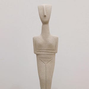 Contemporary Alabaster Cycladic Sculpture: Minimalist Greek Art Figurine