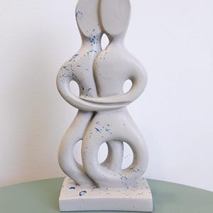 Blue Cycladic Echoes of Entwined | Contemporary Abstract Alabaster Sculpture | Minimalist Figurine Statue | Modern Greek Cycladic Idol
