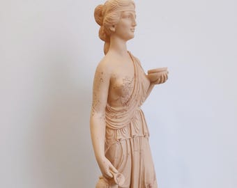 Hebe Alabaster Sculpture: Greek Goddess of Youth, Handcrafted Statue