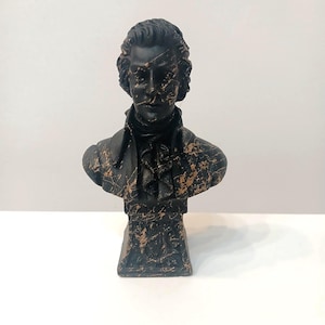 Mozart Bust Sculpture Black & Gold – Symphony of Splashes | Amadeus Composer Bust Gift Classical Music Lover Decor Figurine | Handcrafted