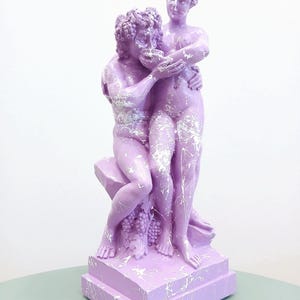 Bacchus & Ariadne Pop Art Figurine of Love and Euphoria | Marbled Alabaster Sculpture | Mythology Series Statue | Contemporary Art gReplicas