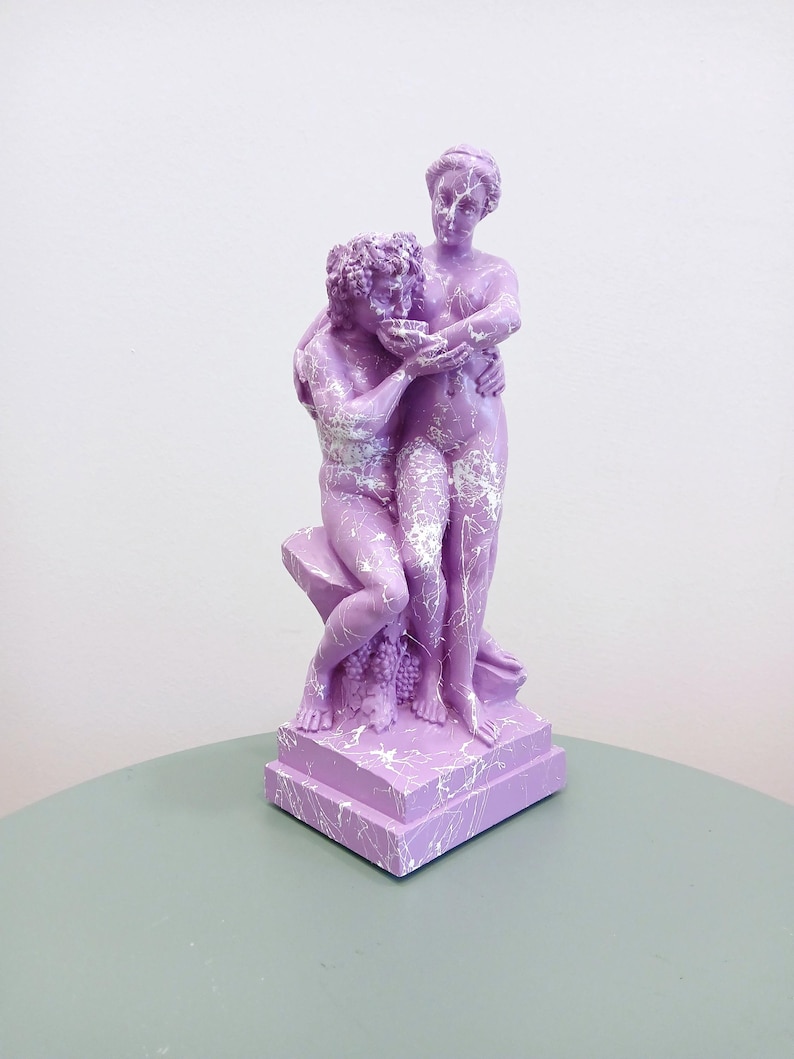 Bacchus & Ariadne Pop Art Figurine of Love and Euphoria | Marbled Alabaster Sculpture | Mythology Series Statue | Contemporary Art gReplicas