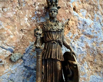 Athena Minerva Alabaster Statue: Crown of Wisdom, Modern Greek Art