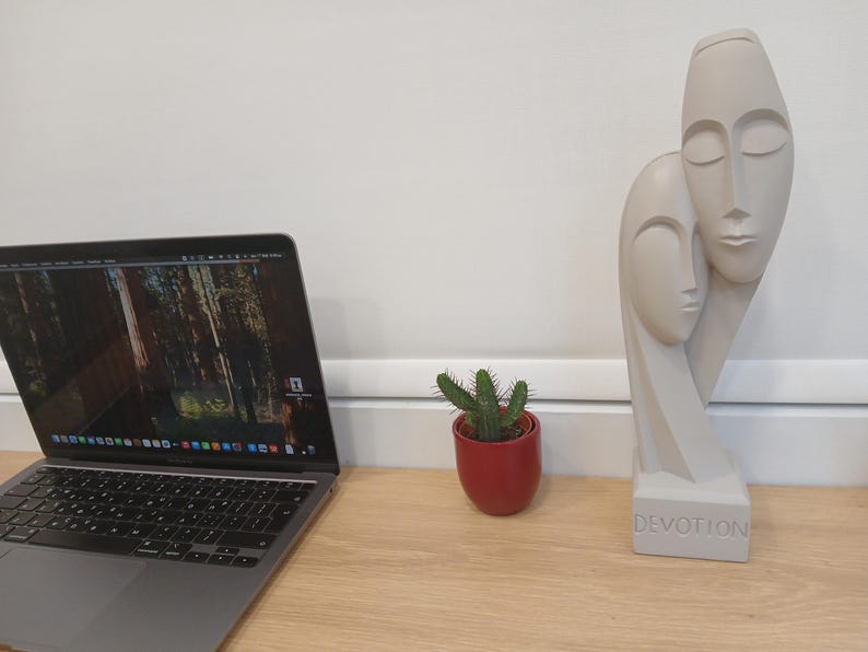 Devotion - Contemporary Abstract Sculpture | Modern Greek Art | Handcrafted Alabaster Statue Symbol of Unity | Minimalist Figurine gReplicas