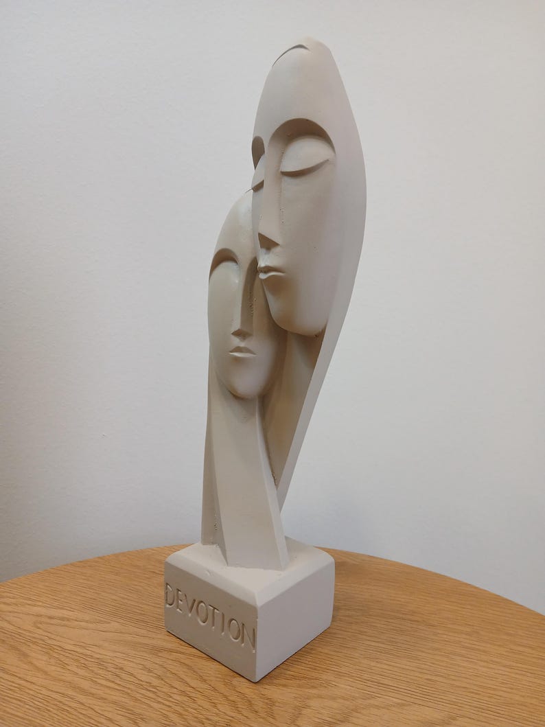 Devotion - Contemporary Abstract Sculpture | Modern Greek Art | Handcrafted Alabaster Statue Symbol of Unity | Minimalist Figurine gReplicas