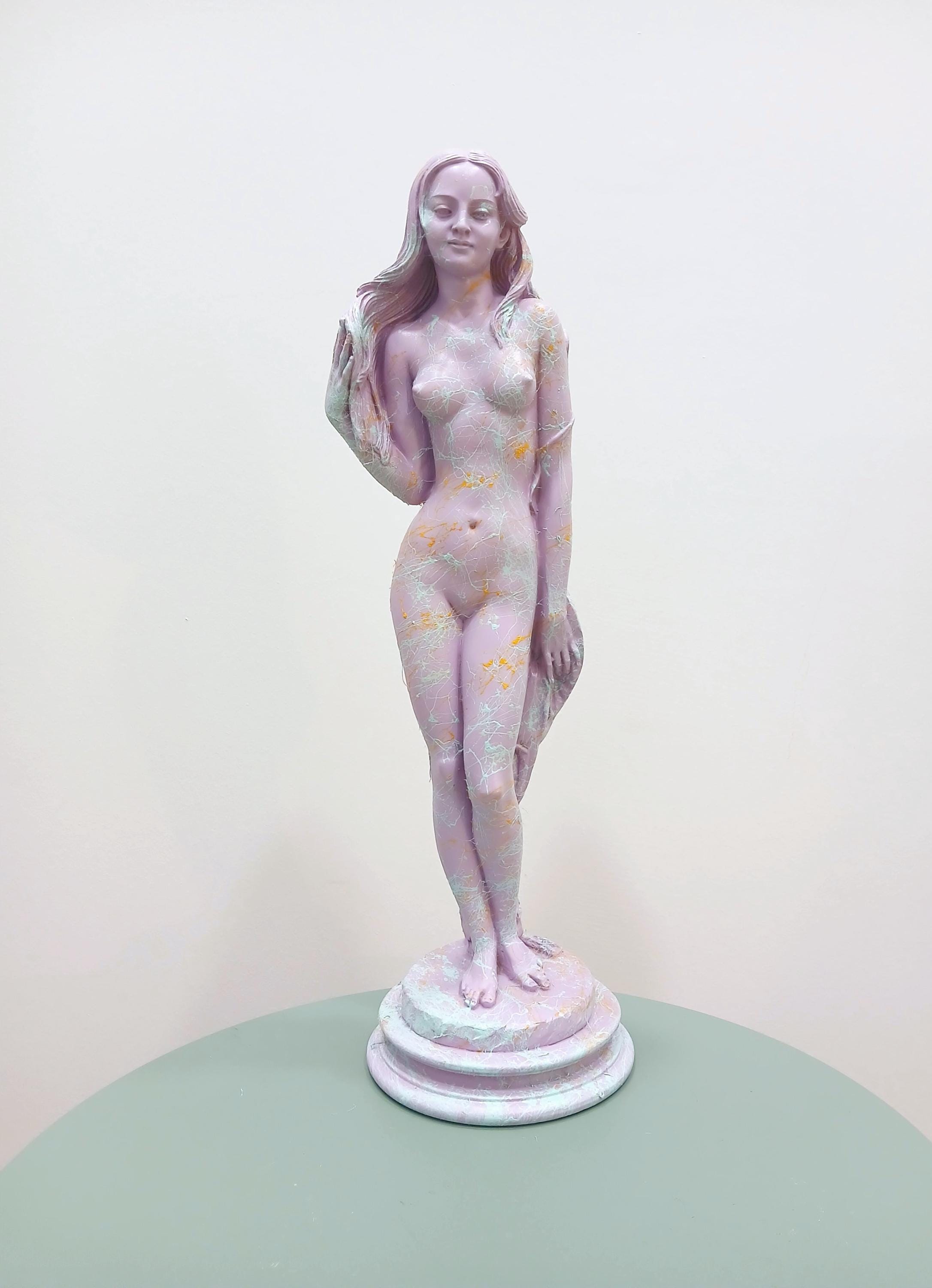 Alabaster Kore Sculpture: Lilac Greek Art Figurine, Handmade