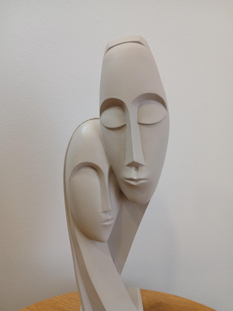 Devotion - Contemporary Abstract Sculpture | Modern Greek Art | Handcrafted Alabaster Statue Symbol of Unity | Minimalist Figurine gReplicas