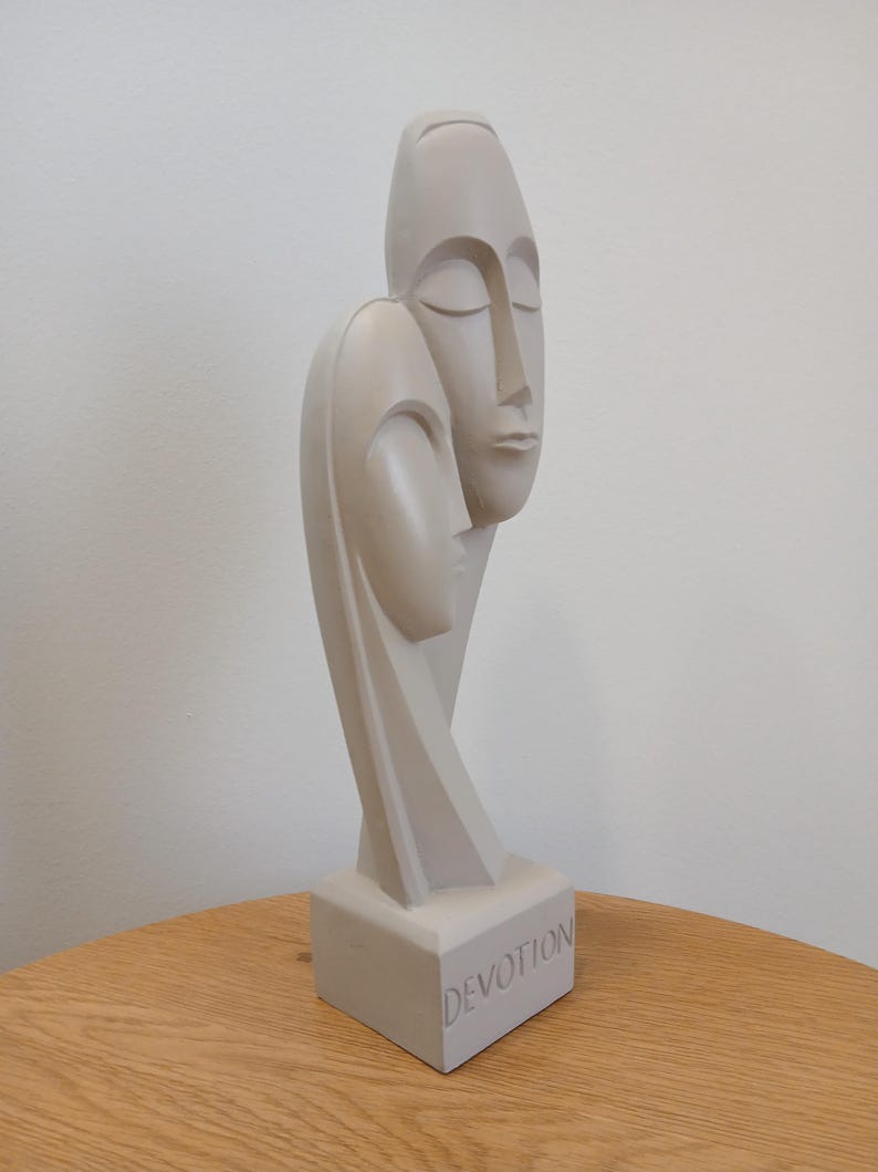 Devotion - Contemporary Abstract Sculpture | Modern Greek Art | Handcrafted Alabaster Statue Symbol of Unity | Minimalist Figurine gReplicas