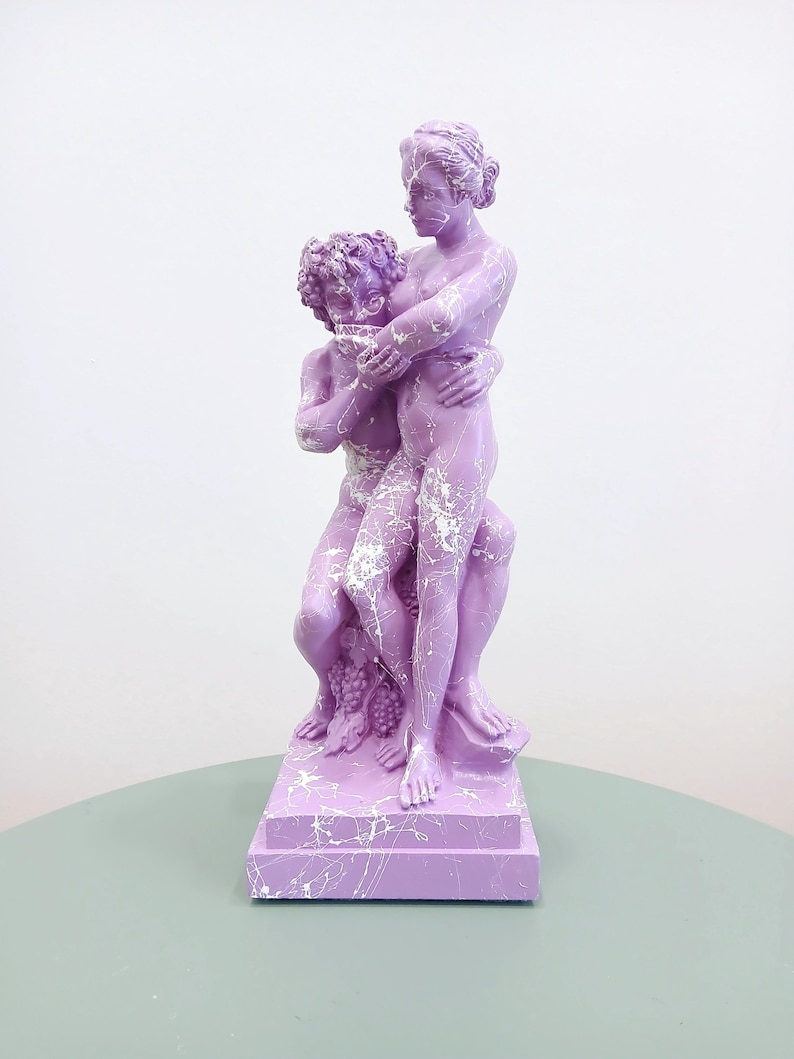Bacchus & Ariadne Pop Art Figurine of Love and Euphoria | Marbled Alabaster Sculpture | Mythology Series Statue | Contemporary Art gReplicas