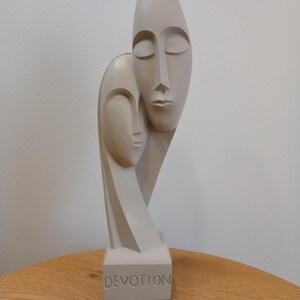 Devotion - Contemporary Abstract Sculpture | Modern Greek Art | Handcrafted Alabaster Statue Symbol of Unity | Minimalist Figurine gReplicas
