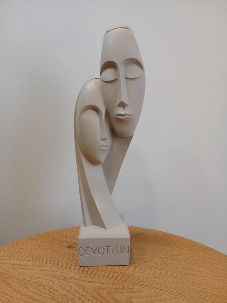 Devotion - Contemporary Abstract Sculpture | Modern Greek Art | Handcrafted Alabaster Statue Symbol of Unity | Minimalist Figurine gReplicas