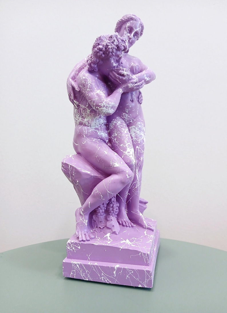 Bacchus & Ariadne Pop Art Figurine of Love and Euphoria | Marbled Alabaster Sculpture | Mythology Series Statue | Contemporary Art gReplicas