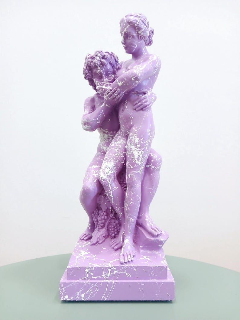 Bacchus & Ariadne Pop Art Figurine of Love and Euphoria | Marbled Alabaster Sculpture | Mythology Series Statue | Contemporary Art gReplicas