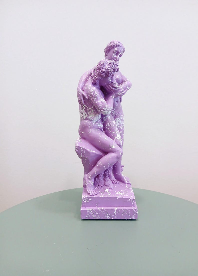 Bacchus & Ariadne Pop Art Figurine of Love and Euphoria | Marbled Alabaster Sculpture | Mythology Series Statue | Contemporary Art gReplicas