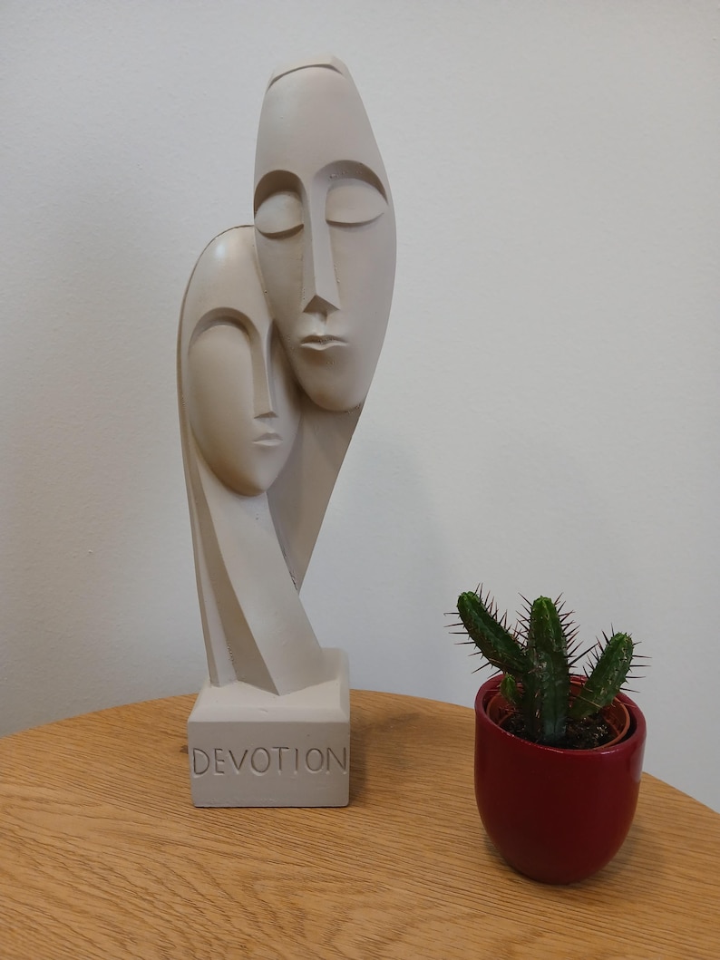 Devotion - Contemporary Abstract Sculpture | Modern Greek Art | Handcrafted Alabaster Statue Symbol of Unity | Minimalist Figurine gReplicas
