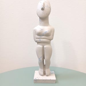 Blue Alabaster Cycladic Sculpture: Aegean Inspired Greek Modern Art