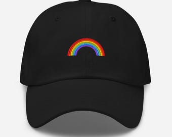 Regenbogenmütze, bestickte Regenbogen-Dad-Cap, dezente Pride-Mütze, Geschenk für LGBTQ-Pride